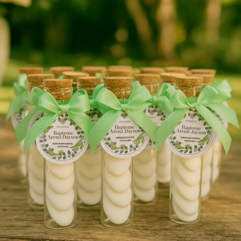Bonbonnière Tube en verre avec dragées