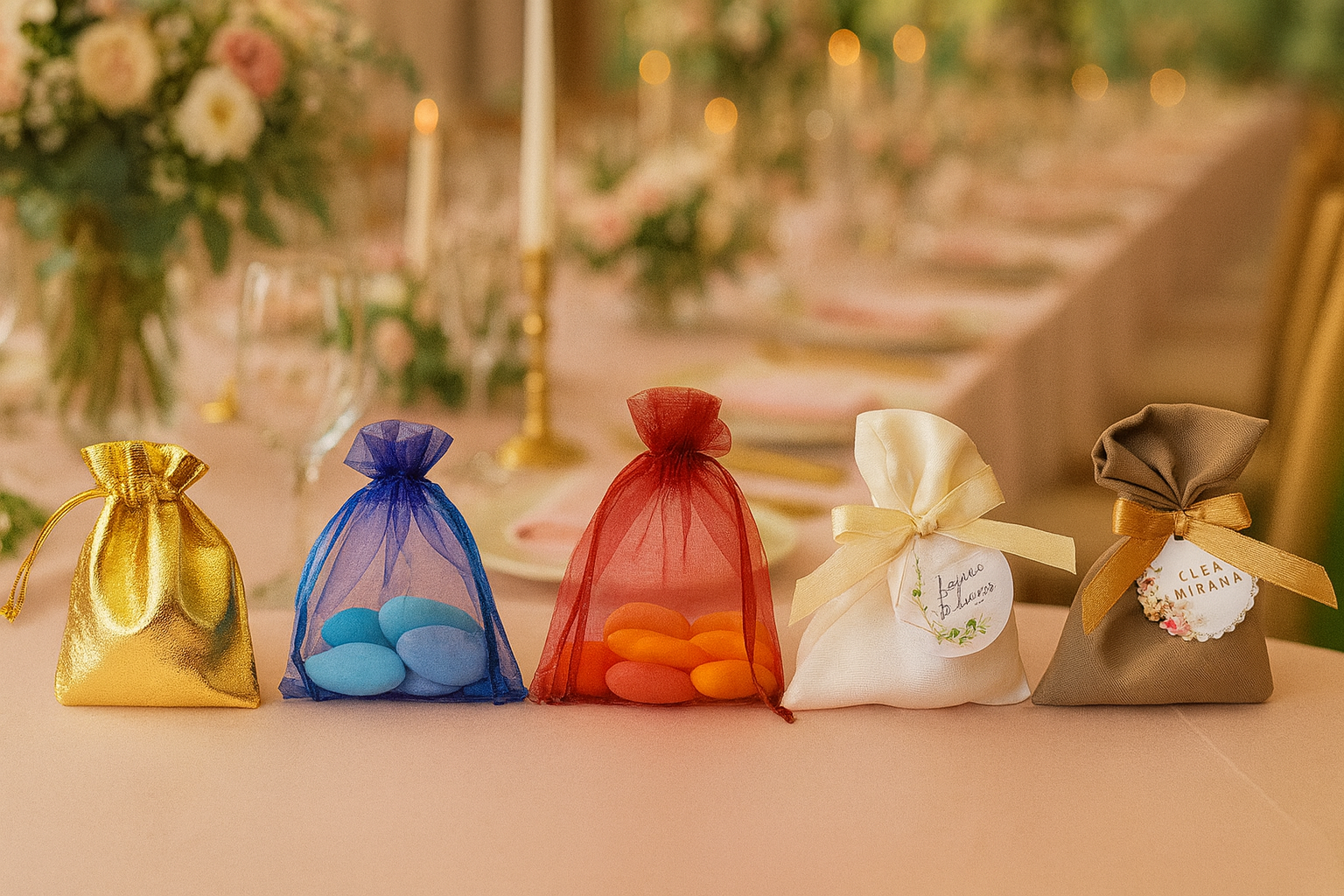 Bonbonnières en tissu