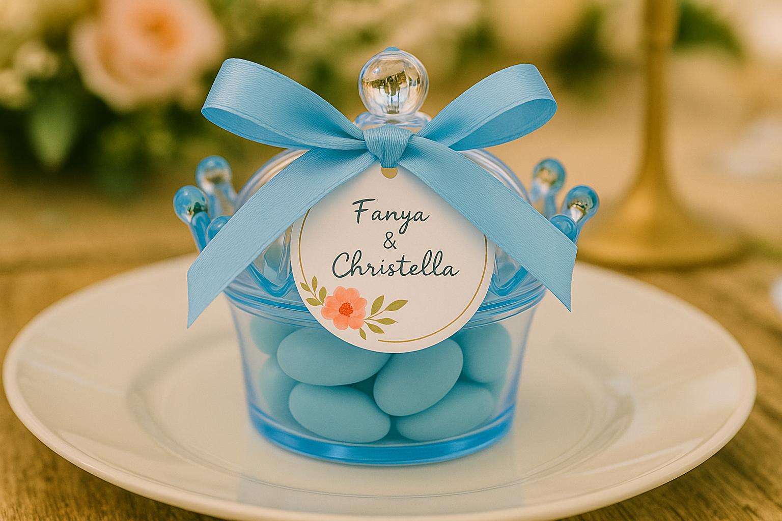 Couronne en plastique bleu