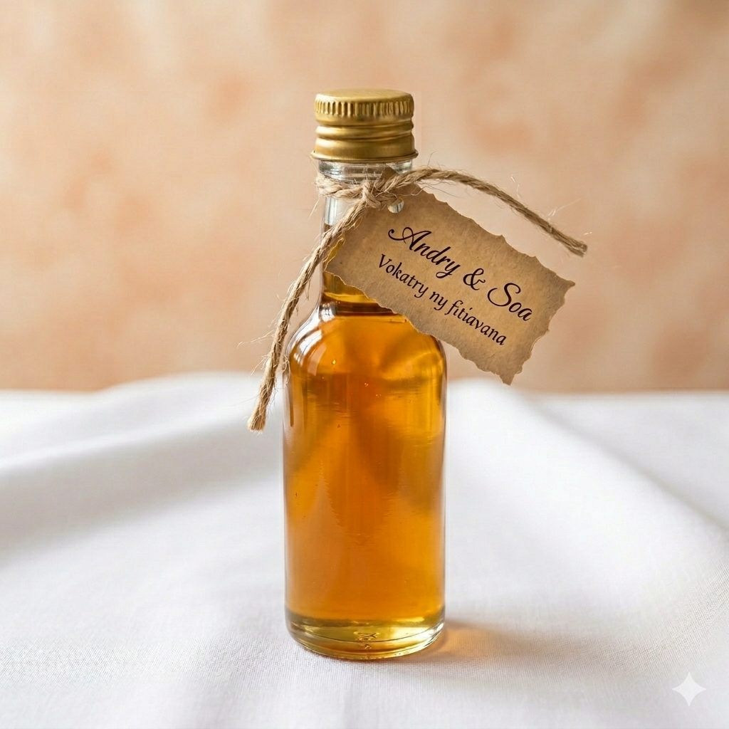 Bouteille en verre 50 ml avec bouchon doré